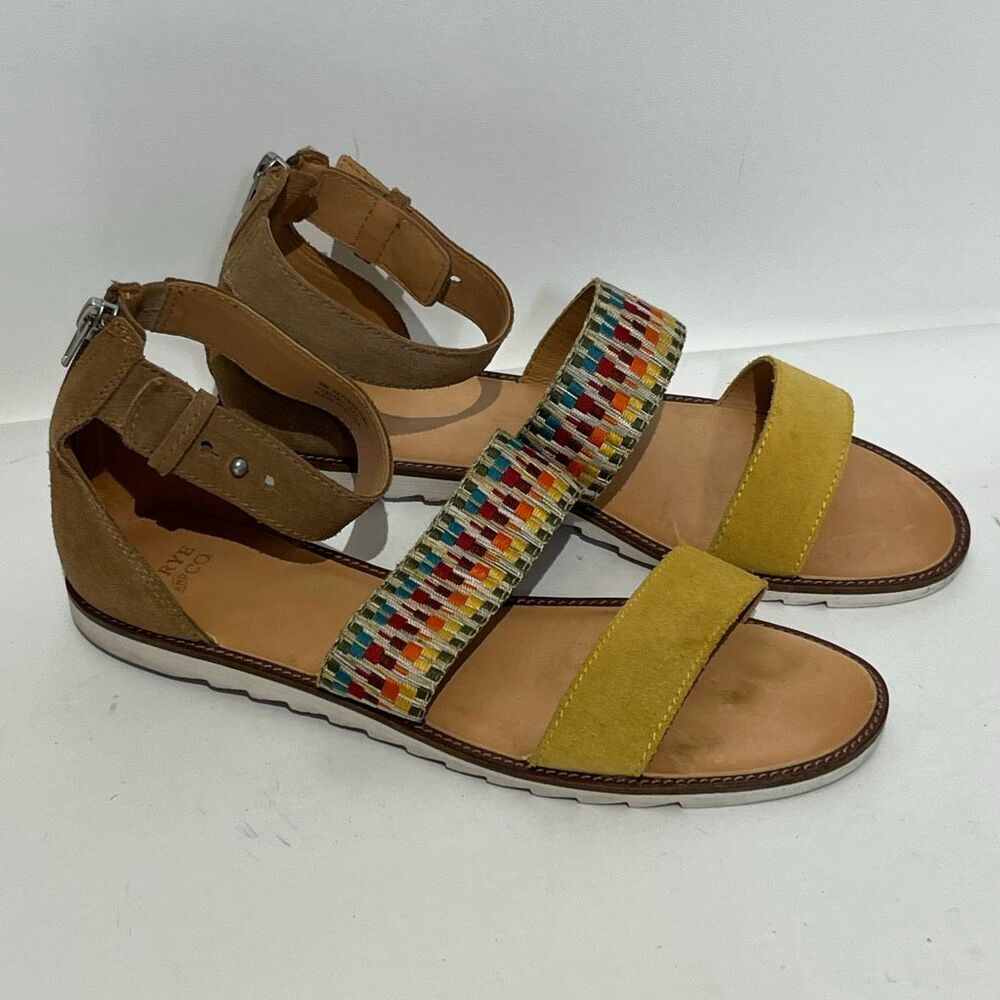 Frye and Co. Women's Multicolor Suede Boho Flat Strappy Sandals Size 9M